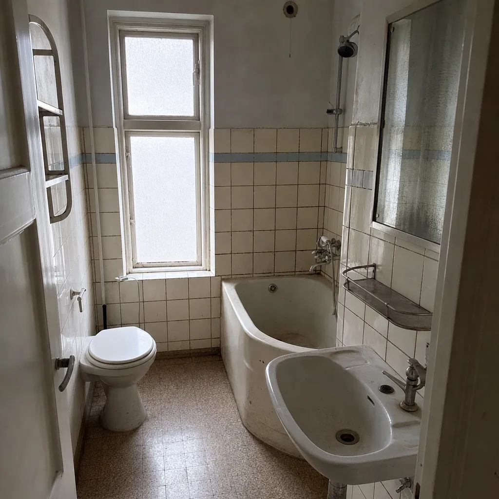 Låglänt bostadsområde i Malmö med husrader och fuktig terräng