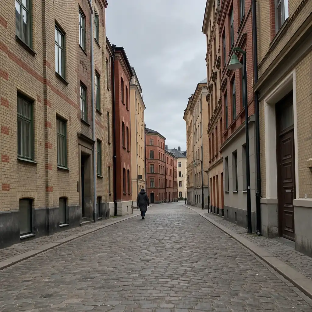 Äldre flerbostadshus i Malmö med tegelfasad och tät stadsbebyggelse