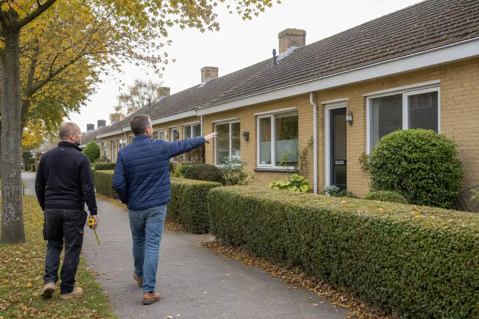 Låglänt bostadsområde i Lund med husrader och fuktig terräng